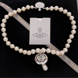 Vivienne Westwood Pearl Necklace with Silver Pendant